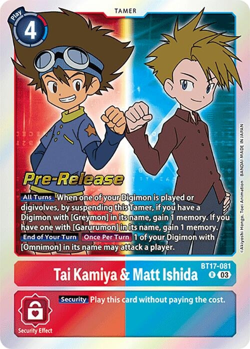 Image for Tai Kamiya & Matt Ishida (BT17_PR) (BT17-081 R) - Digimon Card Game