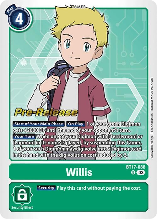 Image for Willis (BT17_PR) (BT17-088 U) - Digimon Card Game