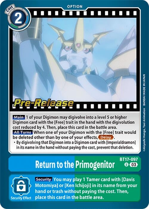 Image for Return to the Primogenitor (BT17_PR) (BT17-097 U) - Digimon Card Game