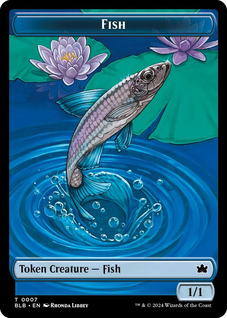 Image for Fish // Iridescent Vinelasher Double-Sided Token (Bloomburrow) (7 // 12) - Magic: The Gathering