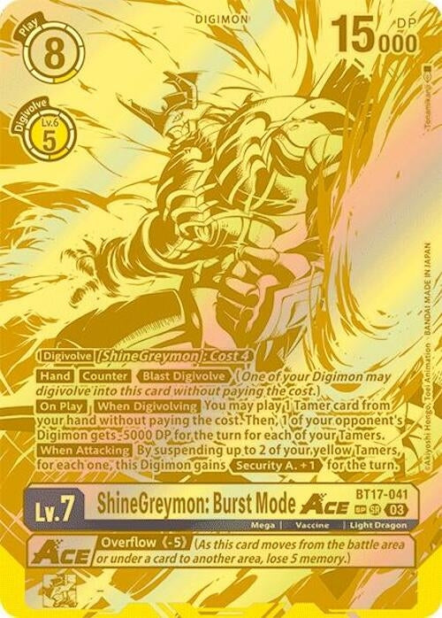 Image for ShineGreymon: Burst Mode ACE (Textured) (BT17) (BT17-041 SR) - Digimon Card Game