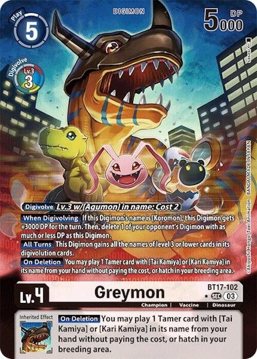 Image for Greymon (Alternate Art) (BT17) (BT17-102 SEC) - Digimon Card Game