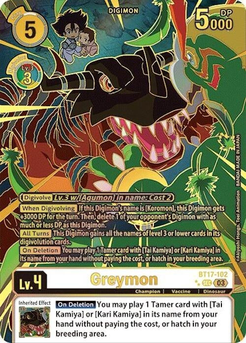 Image for Greymon (Left) (Textured) (BT17) (BT17-102 SEC) - Digimon Card Game