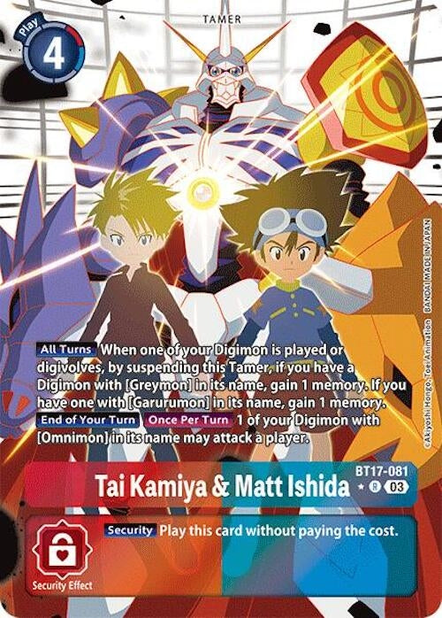 Image for Tai Kamiya & Matt Ishida (Alternate Art) (BT17) (BT17-081 R) - Digimon Card Game