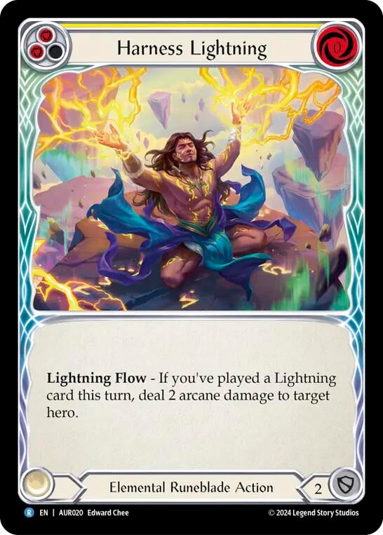 Image for Harness Lightning (Yellow) (1st Strike) (AUR020) - Flesh and Blood TCG
