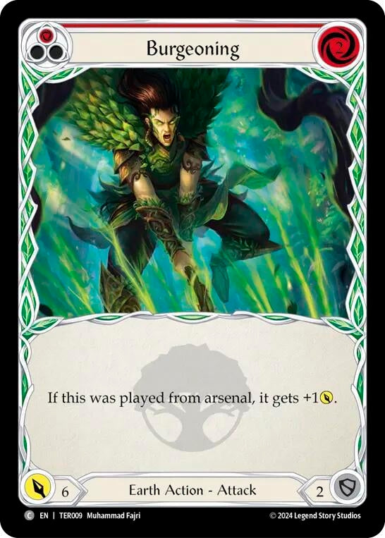 Image for Burgeoning (Red) (1st Strike) (TER009) - Flesh and Blood TCG