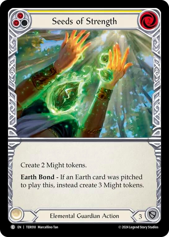 Image for Seeds of Strength (Yellow) (1st Strike) (TER018) - Flesh and Blood TCG
