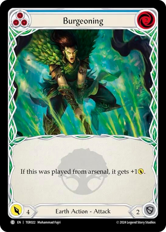 Image for Burgeoning (Blue) (1st Strike) (TER022) - Flesh and Blood TCG