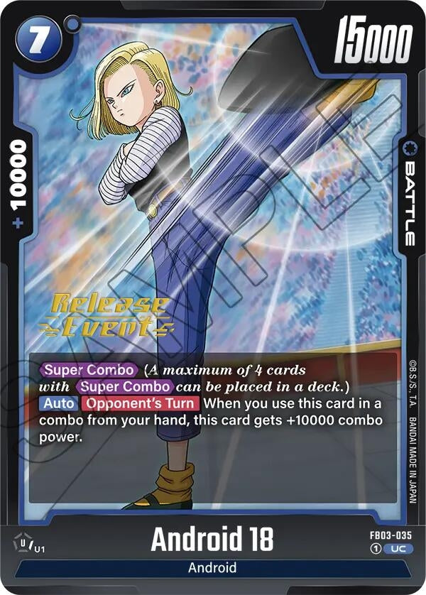 Image for Android 18 (Raging Roar Release Event Cards) (FB03-035) - Dragon Ball Super: Fusion World