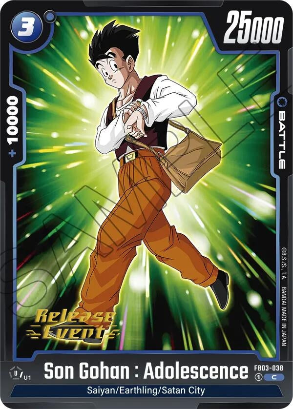Image for Son Gohan : Adolescence - FB03-038 (Raging Roar Release Event Cards) (FB03-038) - Dragon Ball Super: Fusion World