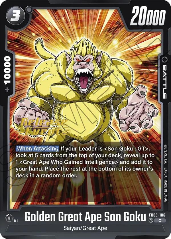 Image for Golden Great Ape Son Goku (Raging Roar Release Event Cards) (FB03-106) - Dragon Ball Super: Fusion World