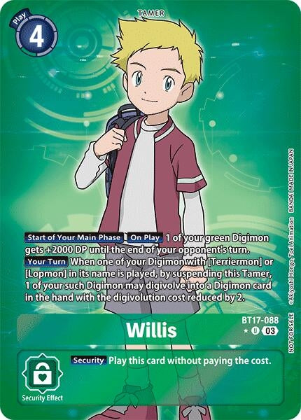 Image for Willis (Box Promotion Pack: Secret Crisis) (BT17) (BT17-088 U) - Digimon Card Game