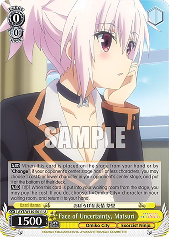 Image for Face of Uncertainty, Matsuri (Ayakashi Triangle) (AYT/W110-E011 U) - Weiss Schwarz