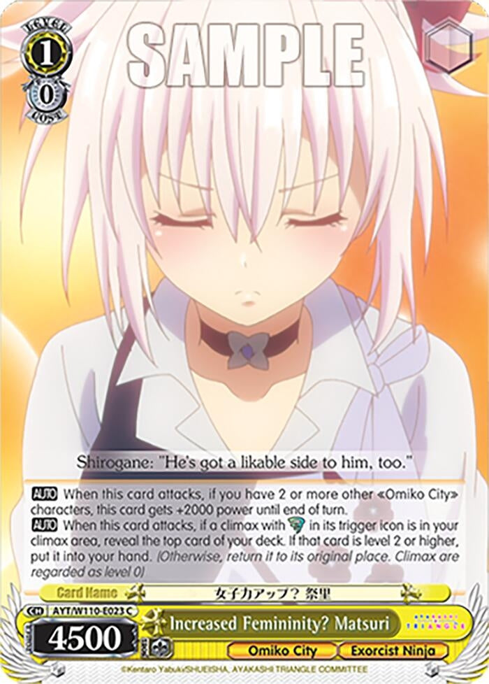 Image for Increased Femininity? Matsuri (Ayakashi Triangle) (AYT/W110-E023 C) - Weiss Schwarz