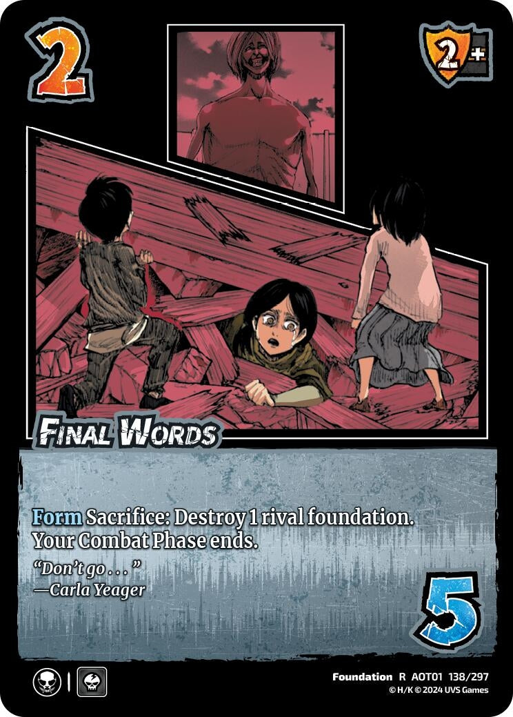 Image for Final Words (Attack on Titan: Battle for Humanity) (138/297) - UniVersus