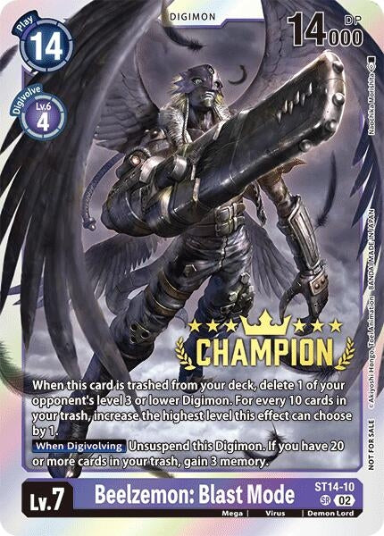 Image for Beelzemon: Blast Mode (Digimon 3-On-3 Champion) (ST-14) (ST14-10 SR) - Digimon Card Game