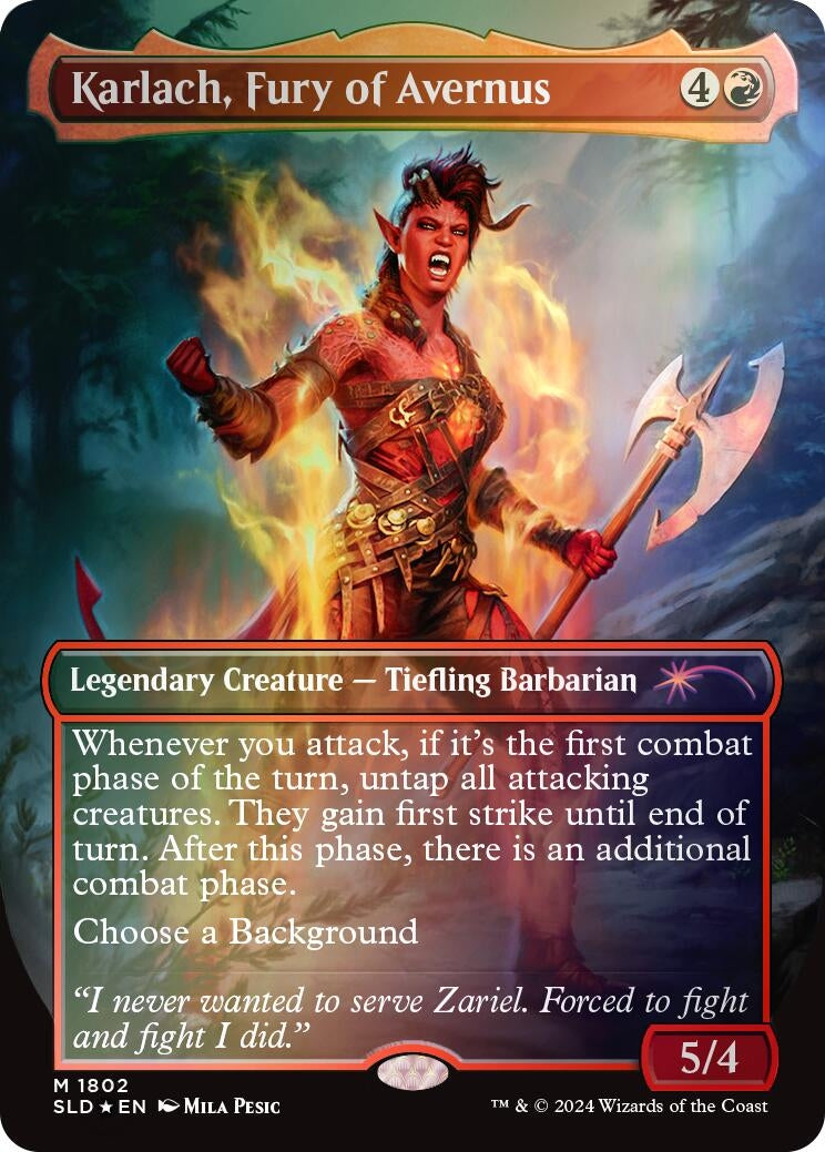 Image for Karlach, Fury of Avernus (Rainbow Foil) (Secret Lair Drop Series) (1802) - Magic: The Gathering