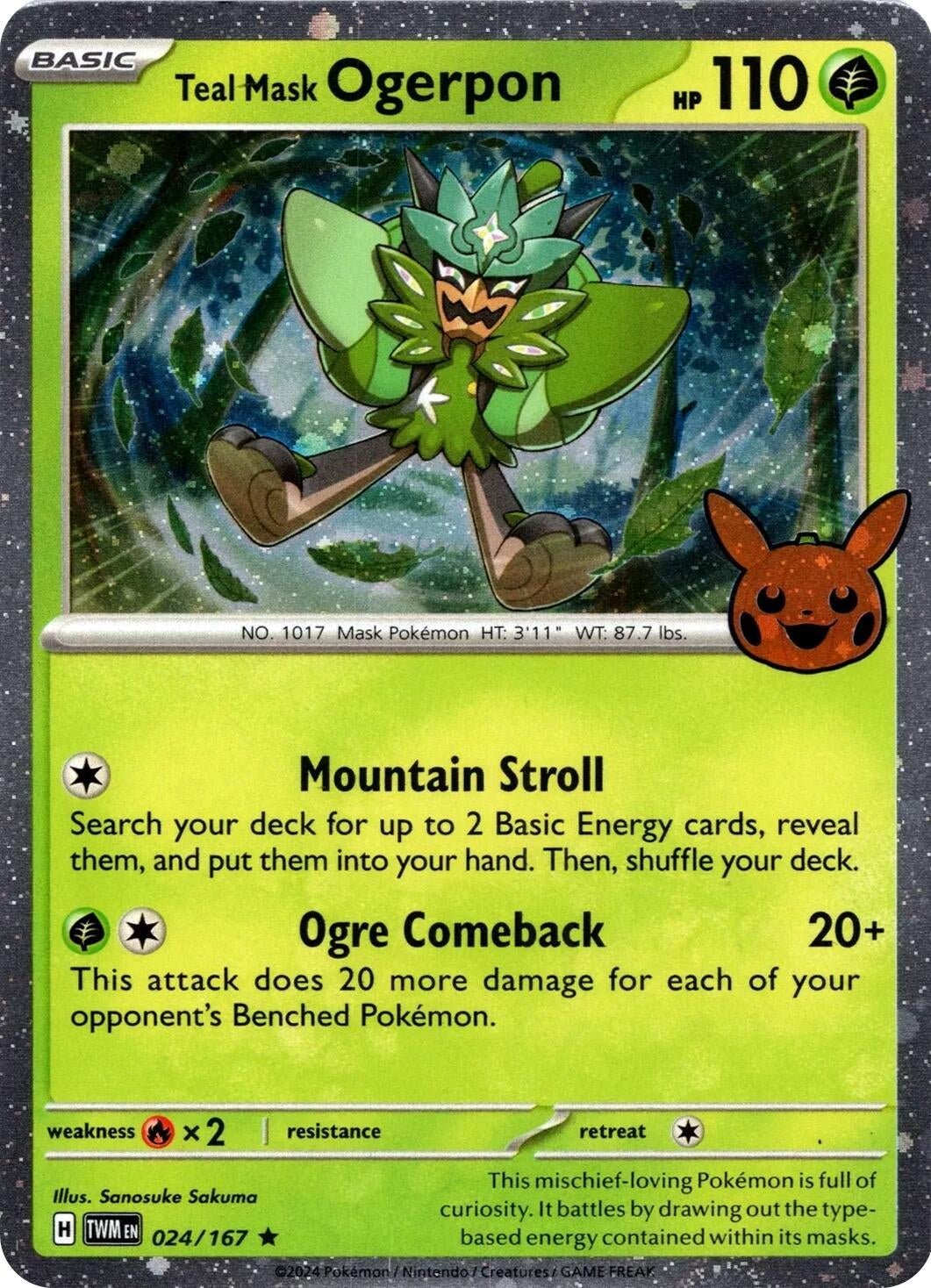 Image for Teal Mask Ogerpon (Cosmos Holo) (Trick or Trade BOOster Bundle 2024) (024/167) - Pokemon