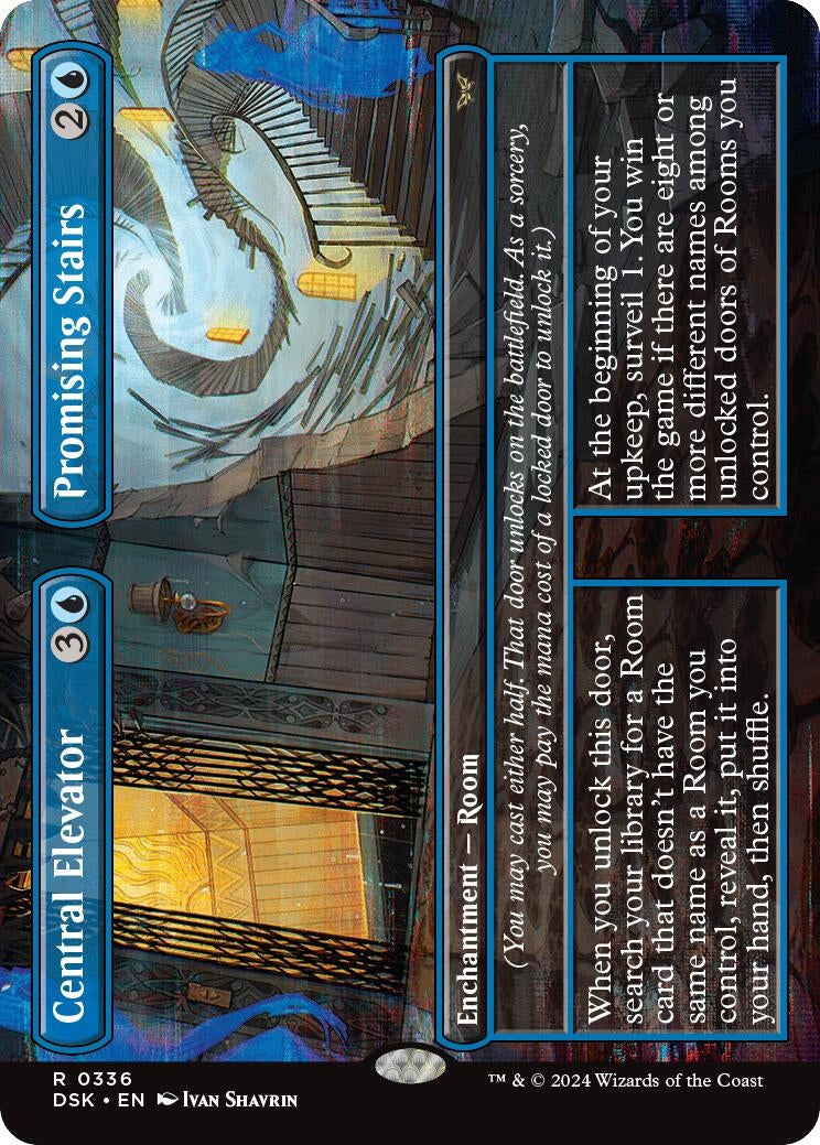 Image for Central Elevator // Promising Stairs (Borderless) (Duskmourn: House of Horror) (336) - Magic: The Gathering