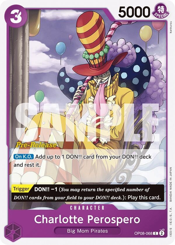 Image for Charlotte Perospero (Two Legends Pre-Release Cards) (OP08-068) - One Piece Card Game