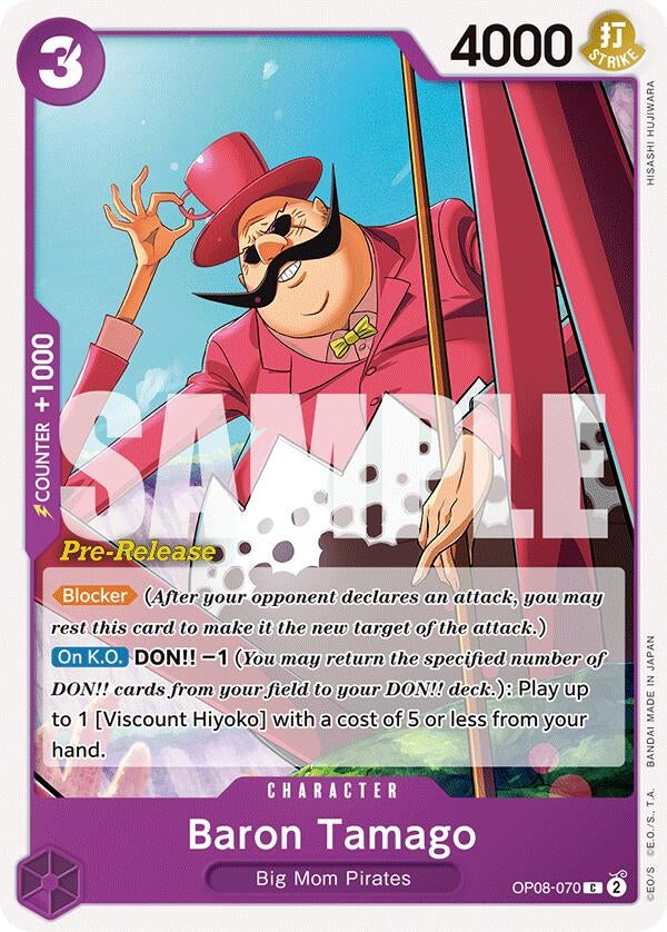 Image for Baron Tamago (Two Legends Pre-Release Cards) (OP08-070) - One Piece Card Game