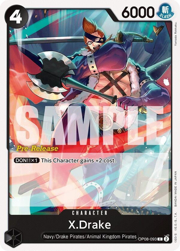 Image for X.Drake (Two Legends Pre-Release Cards) (OP08-093) - One Piece Card Game