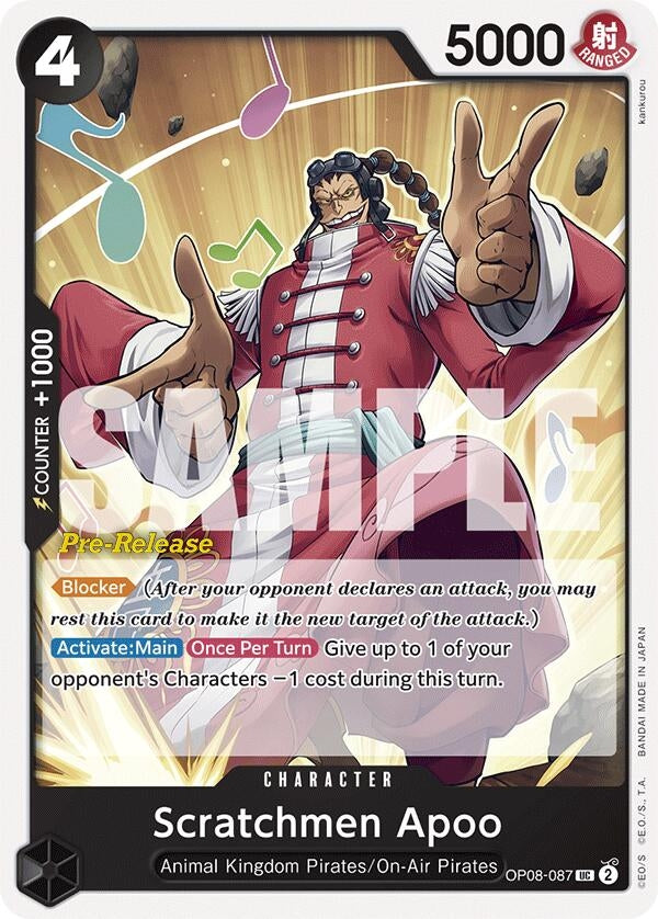 Image for Scratchmen Apoo (Two Legends Pre-Release Cards) (OP08-087) - One Piece Card Game