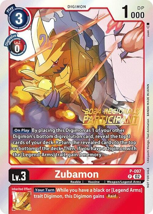 Image for Zubamon - P-097 (2024 Regionals Participant) (D-PR) (P-097 P) - Digimon Card Game