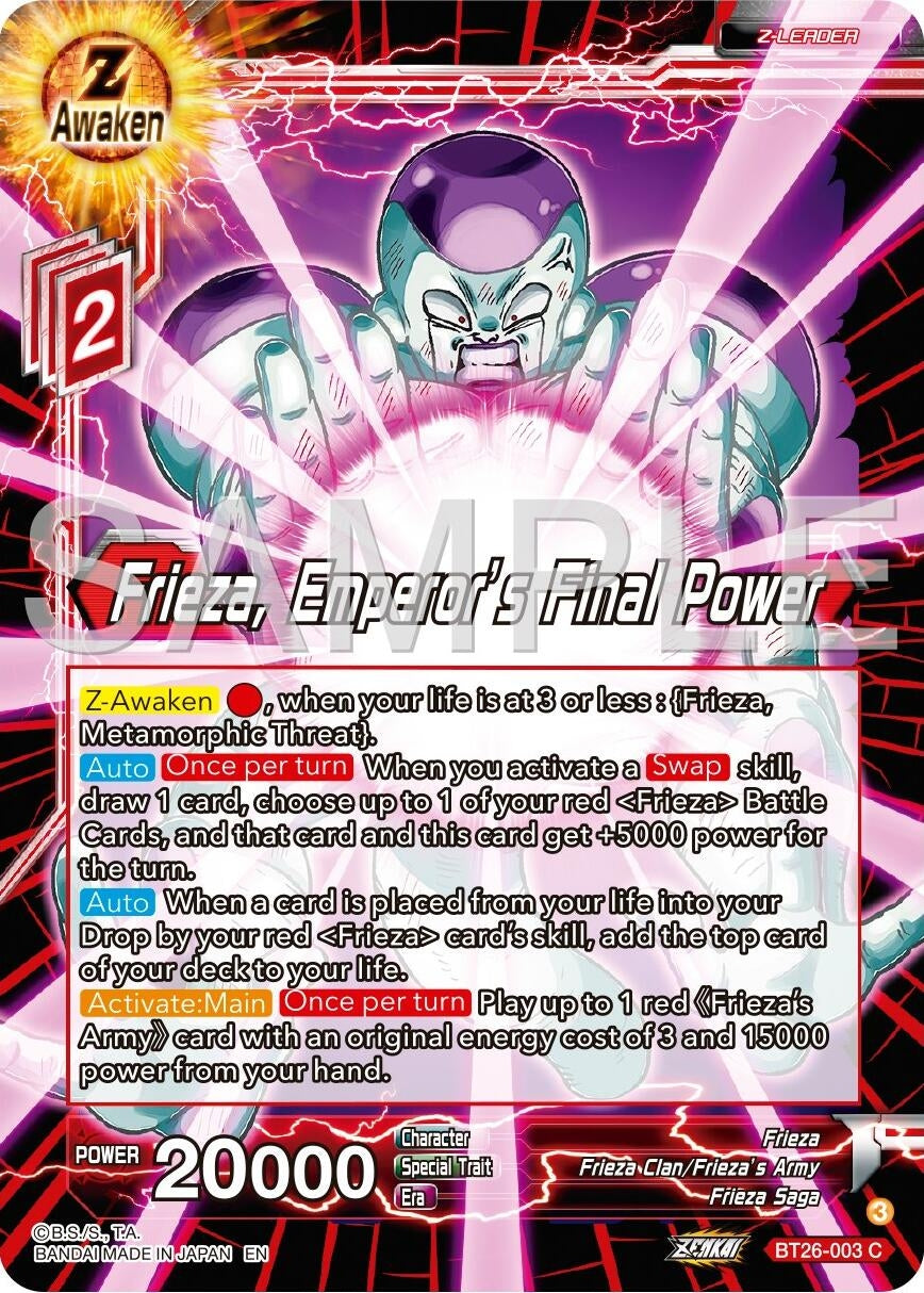 Image for Frieza, Emperor's Final Power (Ultimate Advent) (BT26-003) - Dragon Ball Super: Masters