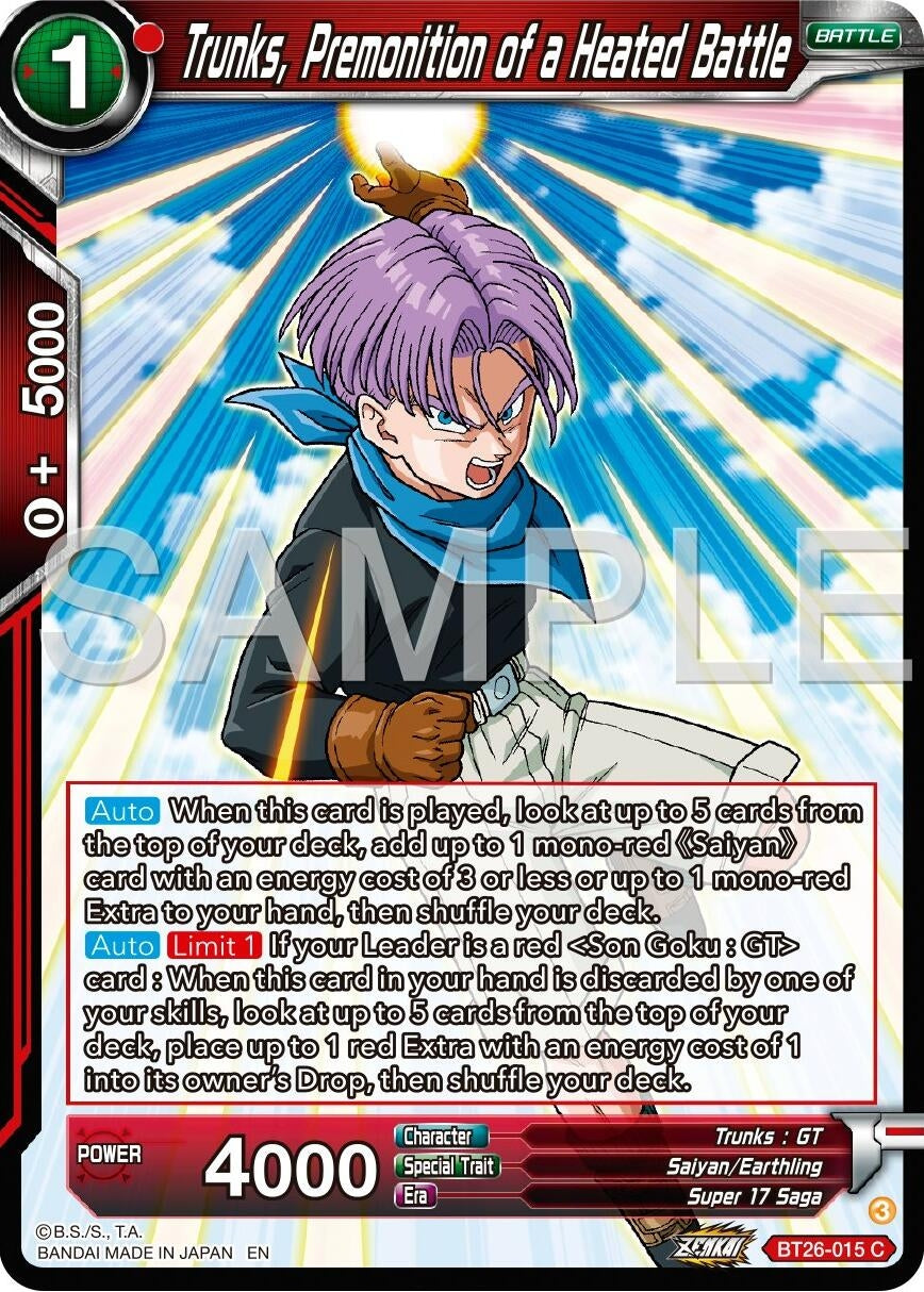 Image for Trunks, Premonition of a Heated Battle (Ultimate Advent) (BT26-015) - Dragon Ball Super: Masters