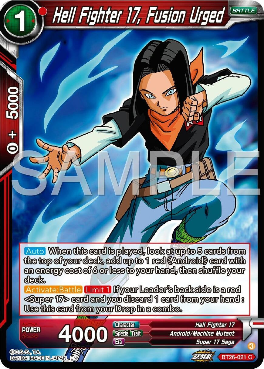 Image for Hell Fighter 17, Fusion Urged (Ultimate Advent) (BT26-021) - Dragon Ball Super: Masters