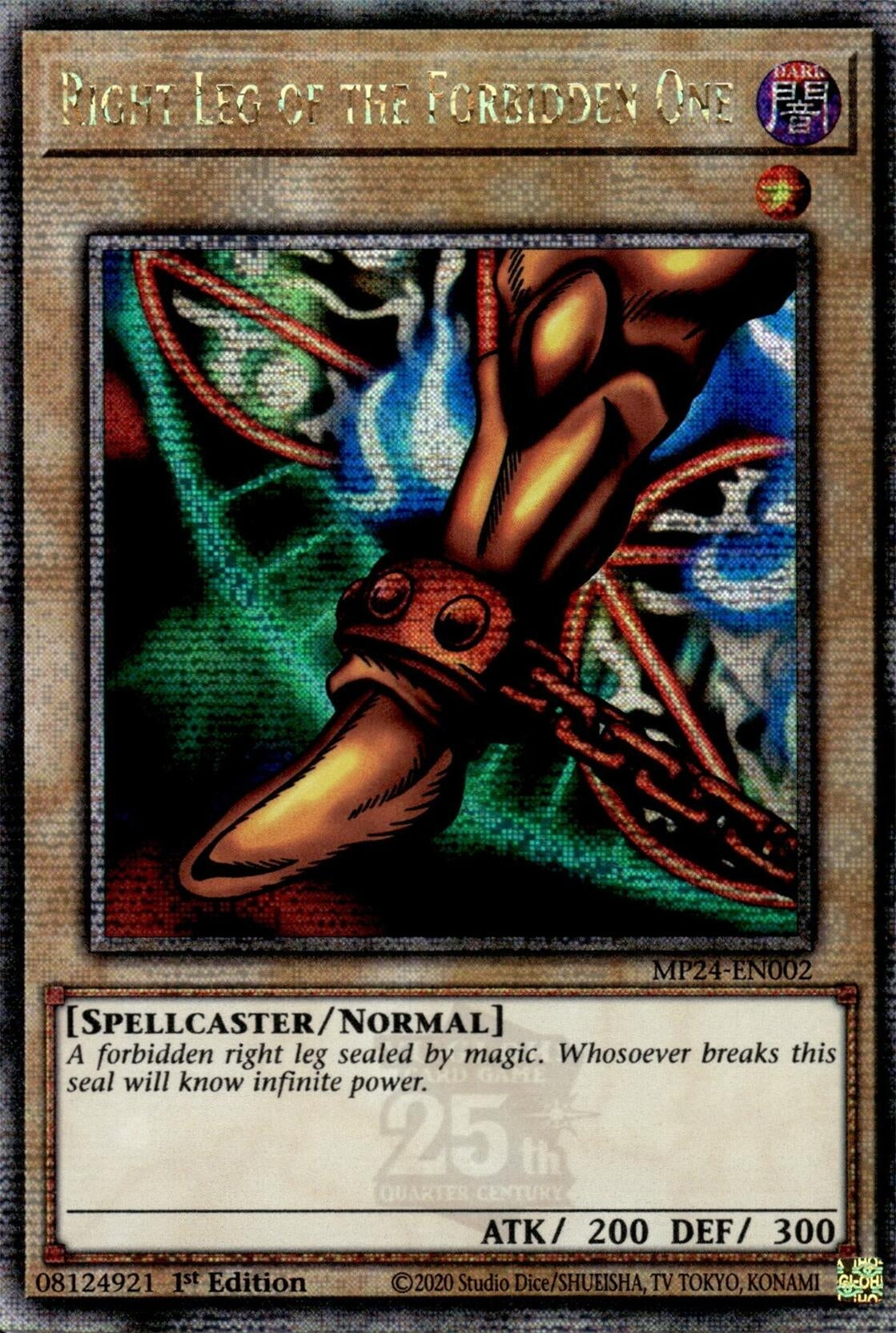 Image for Right Leg of the Forbidden One (Quarter Century Secret Rare) (25th Anniversary Tin: Dueling Mirrors) (MP24-EN002) - YuGiOh