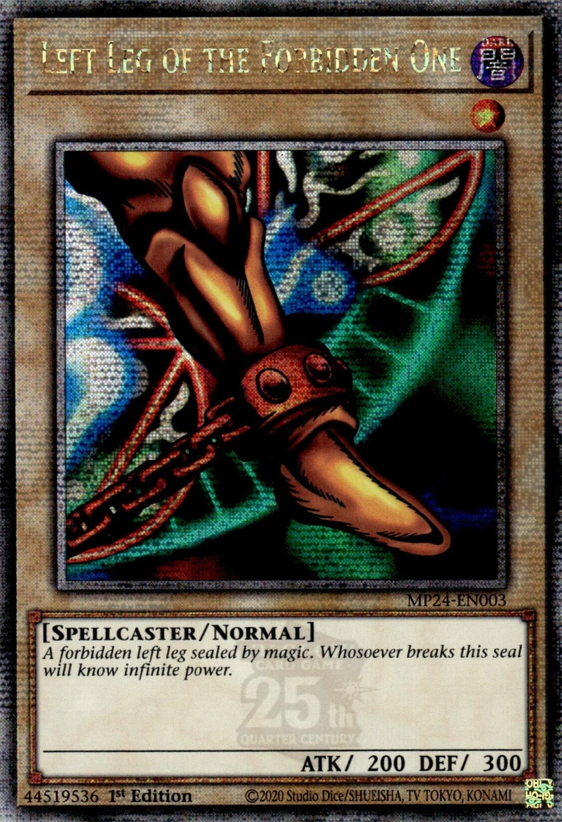 Image for Left Leg of the Forbidden One (Quarter Century Secret Rare) (25th Anniversary Tin: Dueling Mirrors) (MP24-EN003) - YuGiOh
