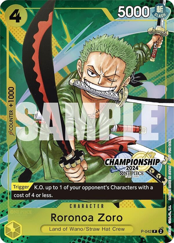 Image for Roronoa Zoro (CS 2024 Event Pack Finalist) (One Piece Promotion Cards) (P-042) - One Piece Card Game
