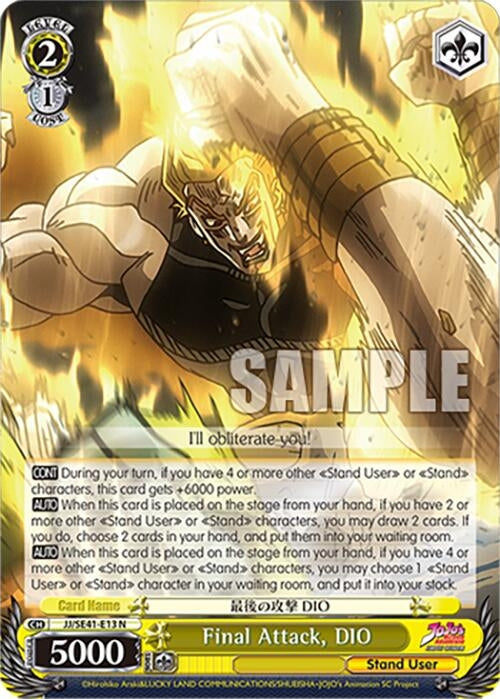 Image for Final Attack, DIO (JoJo's Bizarre Adventure: Stardust Crusaders Premium Booster) (JJ/SE41-E13 N) - Weiss Schwarz