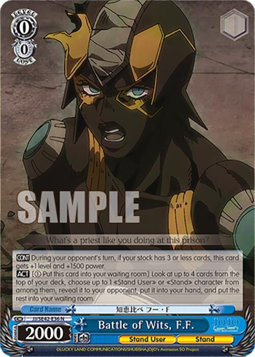 Image for Battle of Wits, F.F. (JoJo's Bizarre Adventure: Stone Ocean Premium Booster) (JJ/SE42-E36 N) - Weiss Schwarz