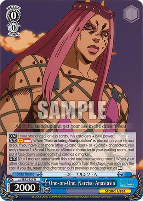 Image for One-on-One, Narciso Anastasia (JoJo's Bizarre Adventure: Stone Ocean Premium Booster) (JJ/SE42-E37 N) - Weiss Schwarz