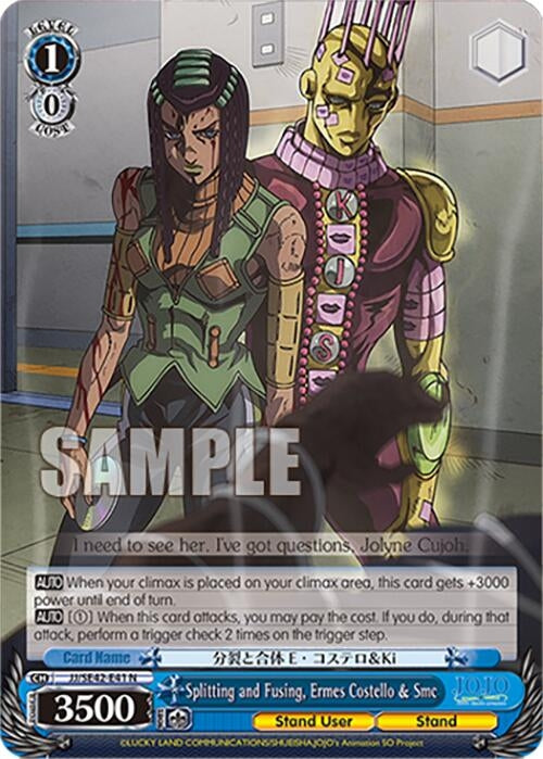 Image for Splitting and Fusing, Ermes Costello & Smc (JoJo's Bizarre Adventure: Stone Ocean Premium Booster) (JJ/SE42-E41 N) - Weiss Schwarz