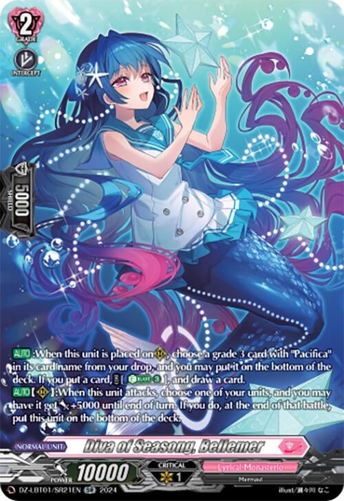 Image for Diva of Seasong, Bellemer (SR) (DZ-LBT01: Lyrical Monasterio Sparkling Stars!) (DZ-LBT01/SR21EN) - Cardfight Vanguard