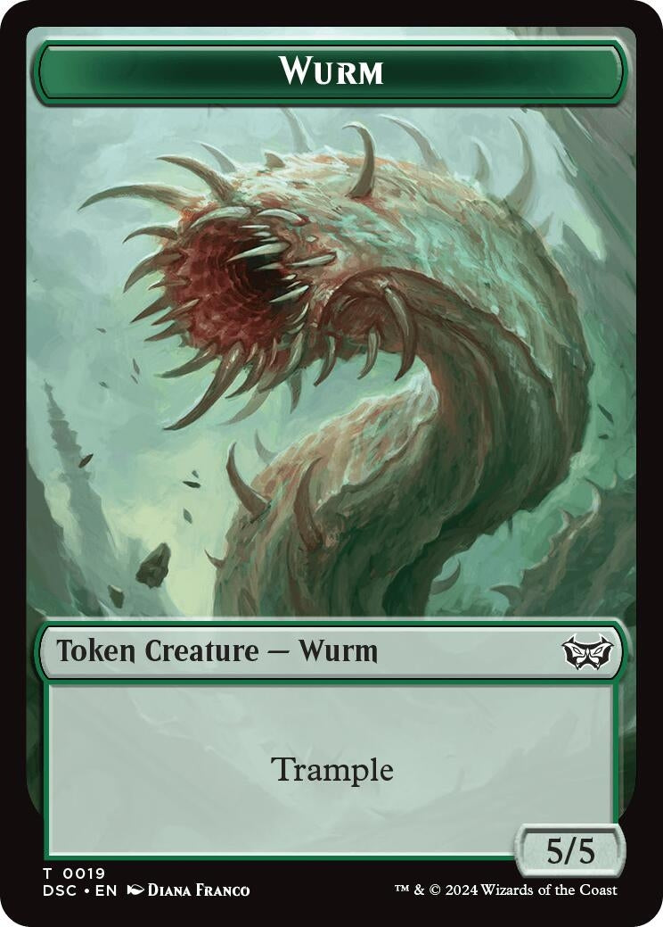 Image for Wurm (0019) // Manifest Double-Sided Token (Commander: Duskmourn: House of Horror) (19 // 18) - Magic: The Gathering