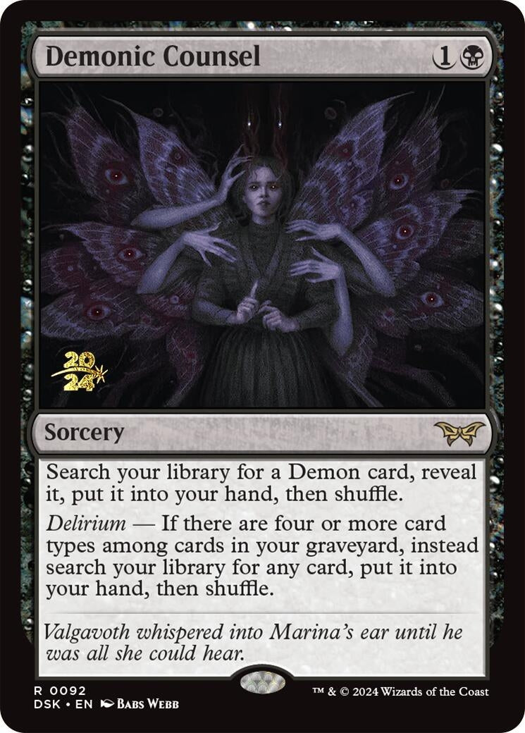 Image for Demonic Counsel (Prerelease Cards) (92) - Magic: The Gathering
