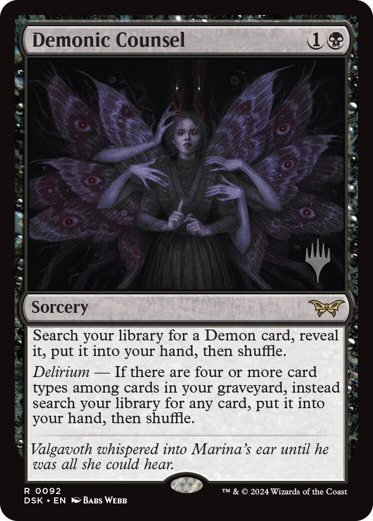 Image for Demonic Counsel (Promo Pack: Duskmourn: House of Horror) (92) - Magic: The Gathering