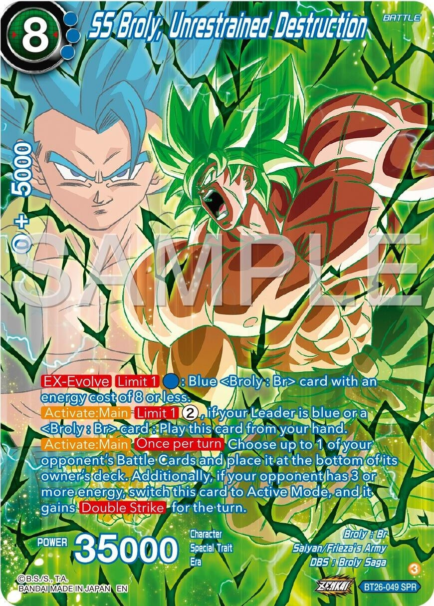 Image for SS Broly, Unrestrained Destruction (SPR) (Ultimate Advent) (BT26-049) - Dragon Ball Super: Masters