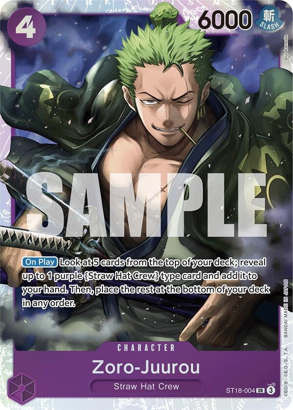 Image for Zoro-Juurou (ST18-004) (Starter Deck 18: PURPLE Monkey.D.Luffy) (ST18-004) - One Piece Card Game