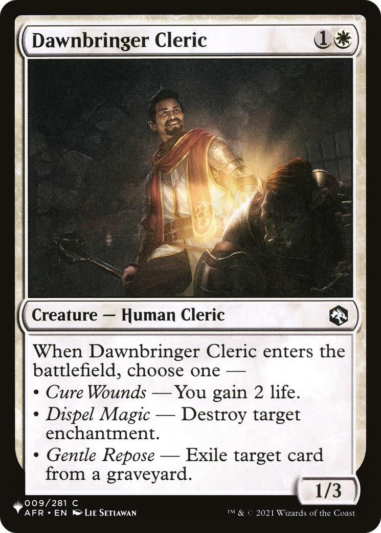 Image for Dawnbringer Cleric (The List Reprints) (009/281) - Magic: The Gathering