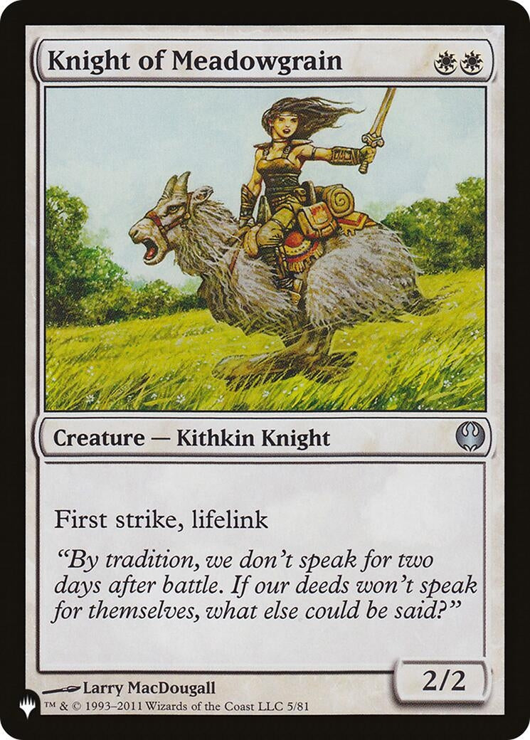 Image for Knight of Meadowgrain (The List Reprints) (May-81) - Magic: The Gathering