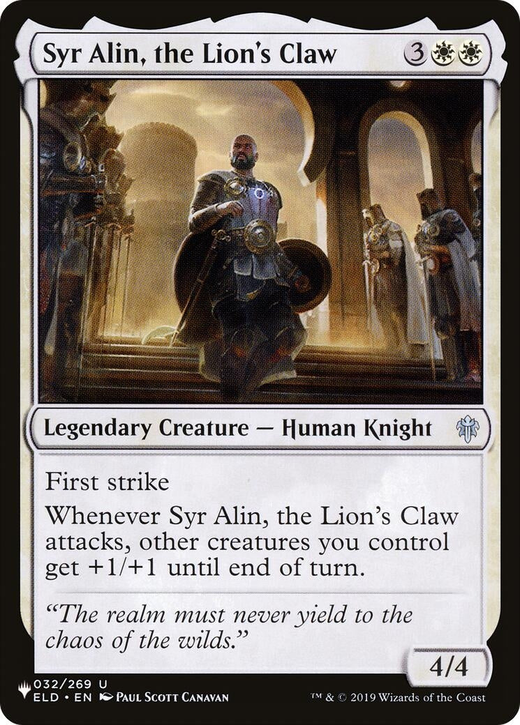 Image for Syr Alin, the Lion's Claw (The List Reprints) (032/269) - Magic: The Gathering