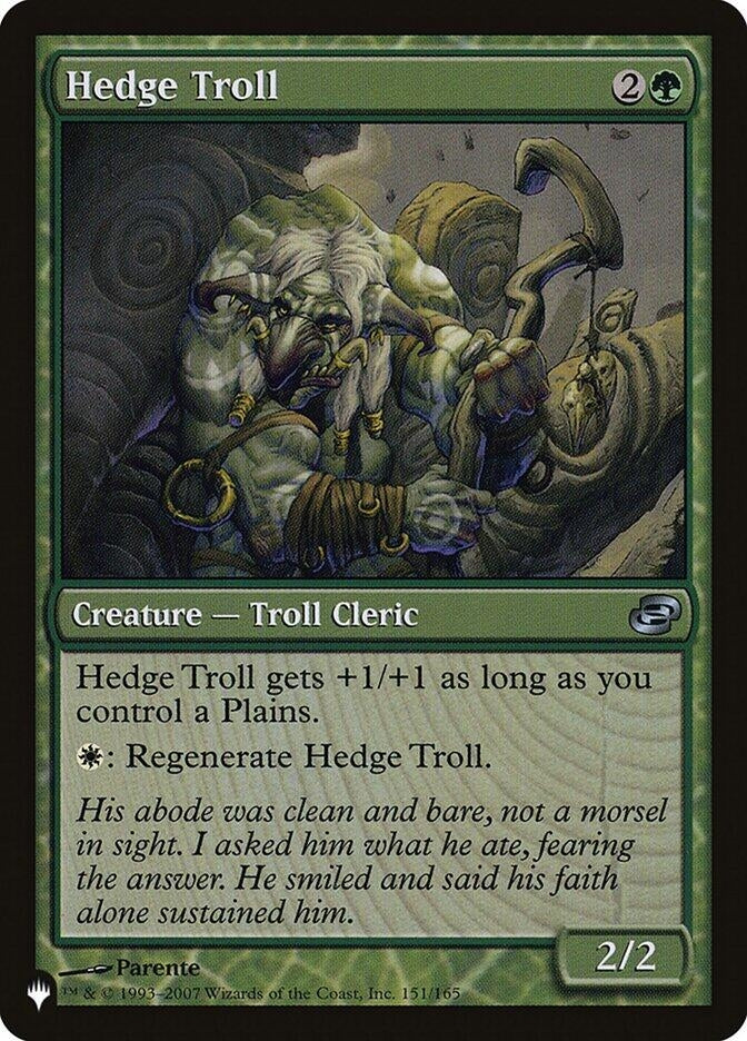 Image for Hedge Troll (The List Reprints) (151/165) - Magic: The Gathering