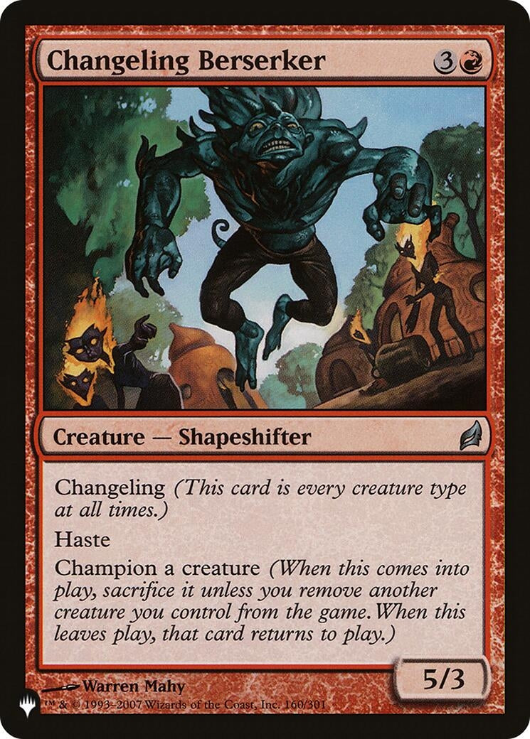 Image for Changeling Berserker (The List Reprints) (160/301) - Magic: The Gathering