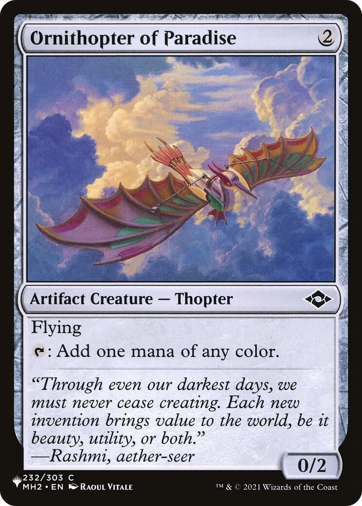 Image for Ornithopter of Paradise (The List Reprints) (232/303) - Magic: The Gathering